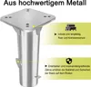 A close-up image of a metal furniture leg with descriptive text overlays. Produktbild-Vorschau