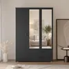 Kleiderschrank LUNA 125 cm Anthrazit 3-türig mit Spiegel Produktbild-Vorschau 3