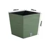 A green square planter with dimensions indicated by text overlays. Produktbild-Vorschau