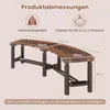 A diagram showing the dimensions and weight capacity of a curved wooden garden bench. Anteprima dell’immagine prodotto