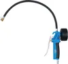 A blue and black tire inflator gun with a black hose and a brass fitting, isolated on a white background. Anteprima dell’immagine prodotto