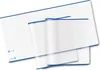 Three transparent book covers with blue trim are layered on a white background. Produktbild-Vorschau