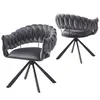 Two gray velvet chairs with black metal legs on a white background. Voir les images du produit