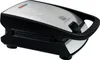 A close-up, studio shot of a black and silver TEFAL grill and waffle maker. Voir les images du produit