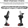 A product image showing chainsaw chains and two mini electric chainsaws. Produktbild-Vorschau