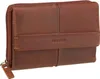 A brown leather wallet with a zipper closure and a flap with the brand name embossed on it. Produktbild-Vorschau