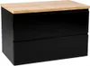 A black cabinet with a wooden top. Anteprima dell’immagine prodotto