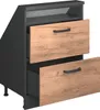 A cabinet with two drawers and an open shelf above, set against a white background. Voir les images du produit