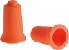 Two orange silicone cupping devices are shown against a white background. One is upright and conical, while the other is lying on its side. Produktbild-Vorschau