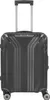 A black trolley suitcase with silver accents and a retractable handle, shown from the front on a white background. Produktbild-Vorschau