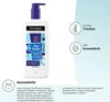 A product shot of a Neutrogena body lotion bottle with marketing information on the right side. Voir les images du produit