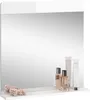 A white bathroom mirror with a shelf, displaying a few cosmetic items. Podgląd zdjęcia produktu