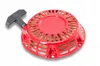 A red starter pull cord assembly for a generator or water pump, shown on a white background. Produktbild-Vorschau