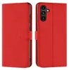A red flip case for a smartphone is shown from the front and side. Produktbild-Vorschau