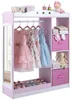 COSTWAY kinderkledingkast met spiegel, houten Productafbeelding-voorbeeld 1