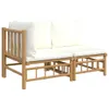 vidaXL 2-tlg. Garten-Lounge-Set mit Cremeweißen Kissen Produktbild-Vorschau 3