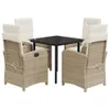 vidaXL 5-tlg. Garten-Essgruppe mit Kissen Beige Poly Rattan Produktbild-Vorschau 1