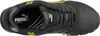 A top-down view of a black Puma safety shoe with yellow accents. Voir les images du produit