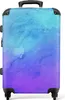 NoBoringSuitcases.com® Großer Koffer - Wasserfarben - Blau Produktbild-Vorschau 1