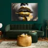 Muralo CANVAS Leinwandbild Goldene MUND Lippen Frau Gesicht Produktbild-Vorschau 7