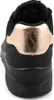 The back view of a black Skechers sports shoe with a rose gold heel accent. Voir les images du produit