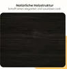 A close-up of a dark wood grain texture with German text overlay. Produktbild-Vorschau