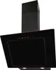 A modern black kitchen range hood with a red trim and a digital display. Produktbild-Vorschau