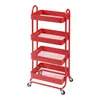 A red four-tier rolling cart on a white background. Produktbild-Vorschau