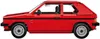 Side view of a red Lego-style car model. Náhled obrázku produktu