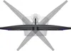 Top-down view of a monitor with its stand and adjustable arms, shown in multiple positions. Produktbild-Vorschau