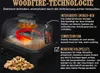 Diagram illustrating the Woodfire technology of an electric grill, with text explaining its features and components. Voir les images du produit