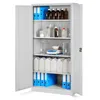 An open metal cabinet filled with various laboratory supplies. Anteprima dell’immagine prodotto