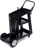 A black metal welding cart with two shelves, a handle, and two wheels. Náhľad obrázku produktu