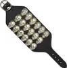 Lederarmband mit Totenkopfnieten 3-reihig - schwarz - Produktbild-Vorschau 2