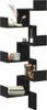 A black zig-zag wall shelf unit with decorative items on it. Náhled obrázku produktu