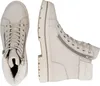 A pair of white women's boots shown from a top-down and side view. Produktbild-Vorschau