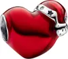 A red heart-shaped charm with silver accents, resembling a Santa hat. Produktbild-Vorschau