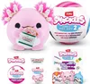 A collage of images showcasing a pink plush toy, its packaging, and various branding elements related to the Snackles Series 2 toy line. Produktbild-Vorschau