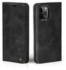 A black flip case for an iPhone is shown from two angles. Produktbild-Vorschau