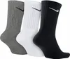 Three pairs of Nike crew socks in gray, white, and black. Náhled obrázku produktu