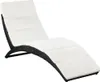 vidaXL Skladacie lehátko s vankúšom Poly Rattan Black Náhľad obrázku produktu 1
