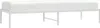 A white metal bed frame with a white mattress on top, shown against a white background. Produktbild-Vorschau