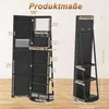 A product image showing a jewelry cabinet from different angles, with dimensions and features highlighted. Produktbild-Vorschau