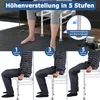 A collage of images showing a shower seat being used and its height adjustment feature. Voir les images du produit