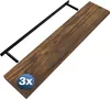 CASARIA® 3x Wandregal Holz Dunkle Eiche Regal mit Halterung Produktbild-Vorschau 1