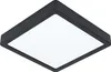 A square black ceiling light with a white illuminated panel. Produktbild-Vorschau