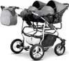 Zwillingskinderwagen Twin Star 4 in 1 Set in Hellgrau-Weiß Produktbild-Vorschau 4