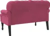 The back view of a pink velvet bench with tufted detailing and black legs. Náhľad obrázku produktu