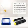 A collage of iRobot Roomba replacement parts, including a side brush, a filter, and main brushes, with accompanying text listing compatible models. Náhled obrázku produktu