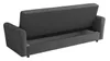 A dark gray sofa with its storage compartment open, viewed from the back. Náhled obrázku produktu